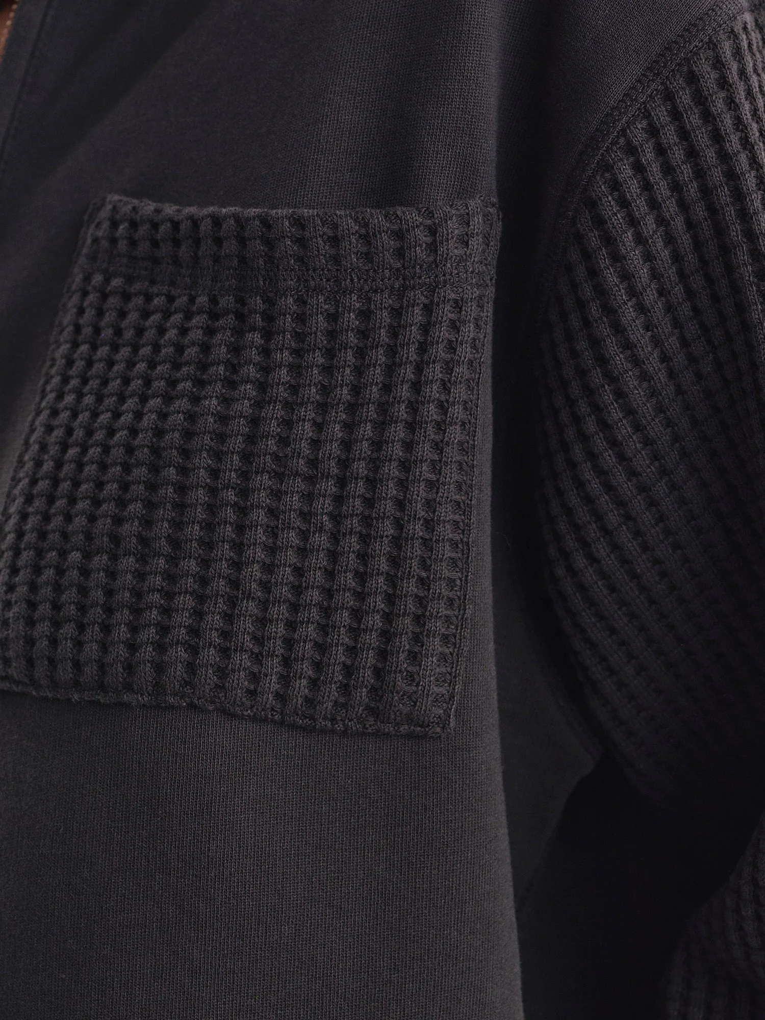 Organic Fleece and Waffle Cropped Half-Zip Sweatshirt - Image 6