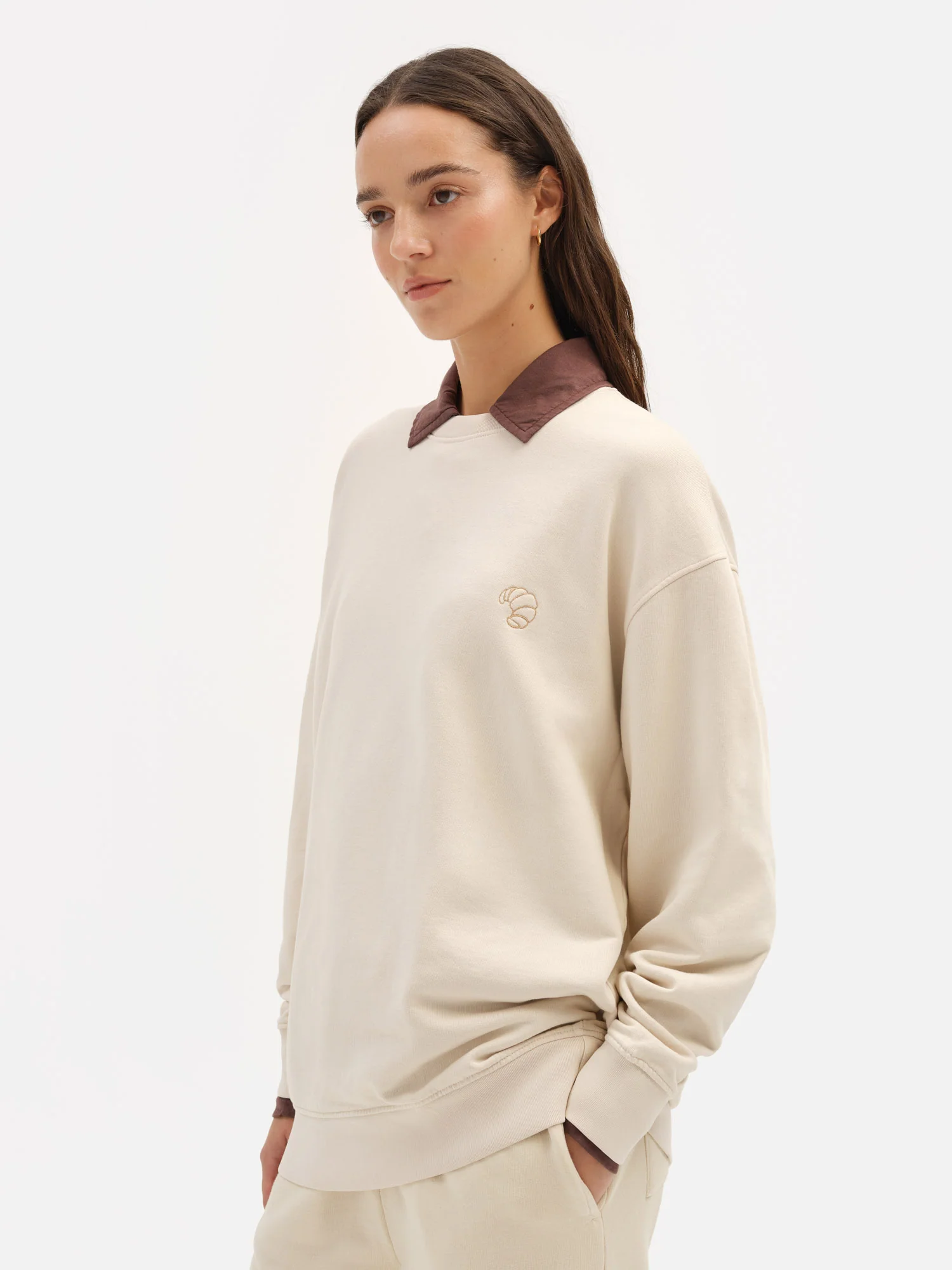 Organic Fleece Embroidered Oversized Sweatshirt - Image 4