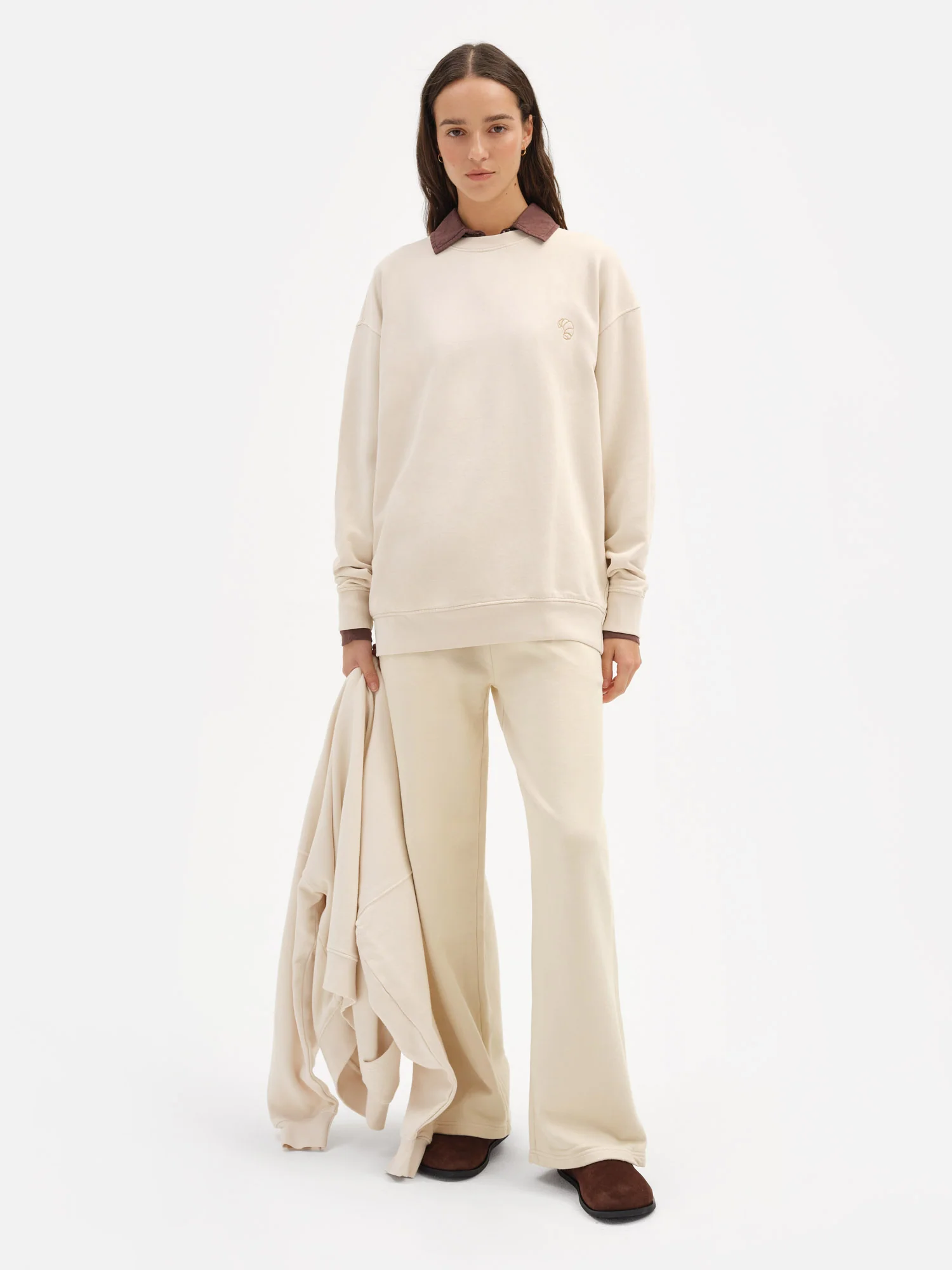 Organic Fleece Embroidered Oversized Sweatshirt - Image 7