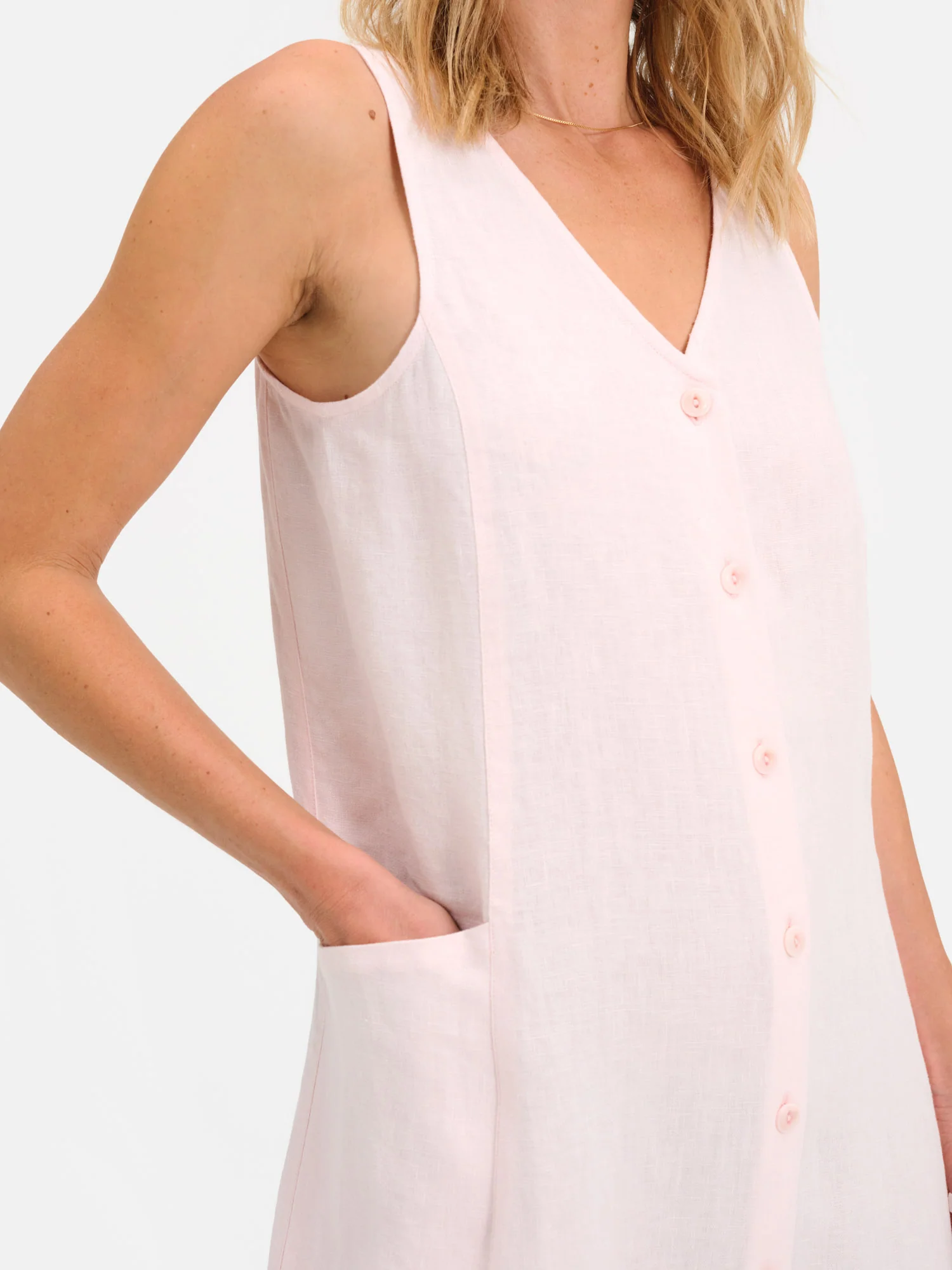 Organic Linen Button Front Dress - Image 4