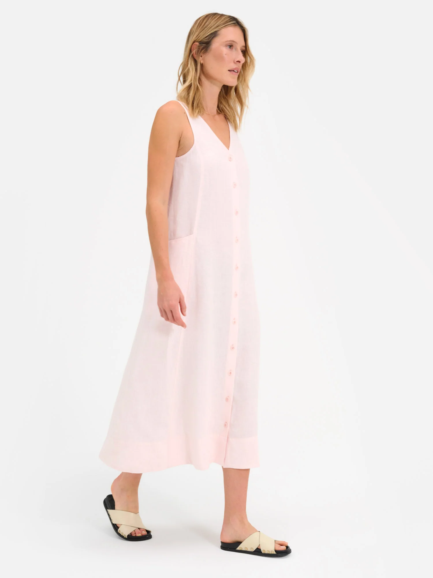 Organic Linen Button Front Dress - Image 5
