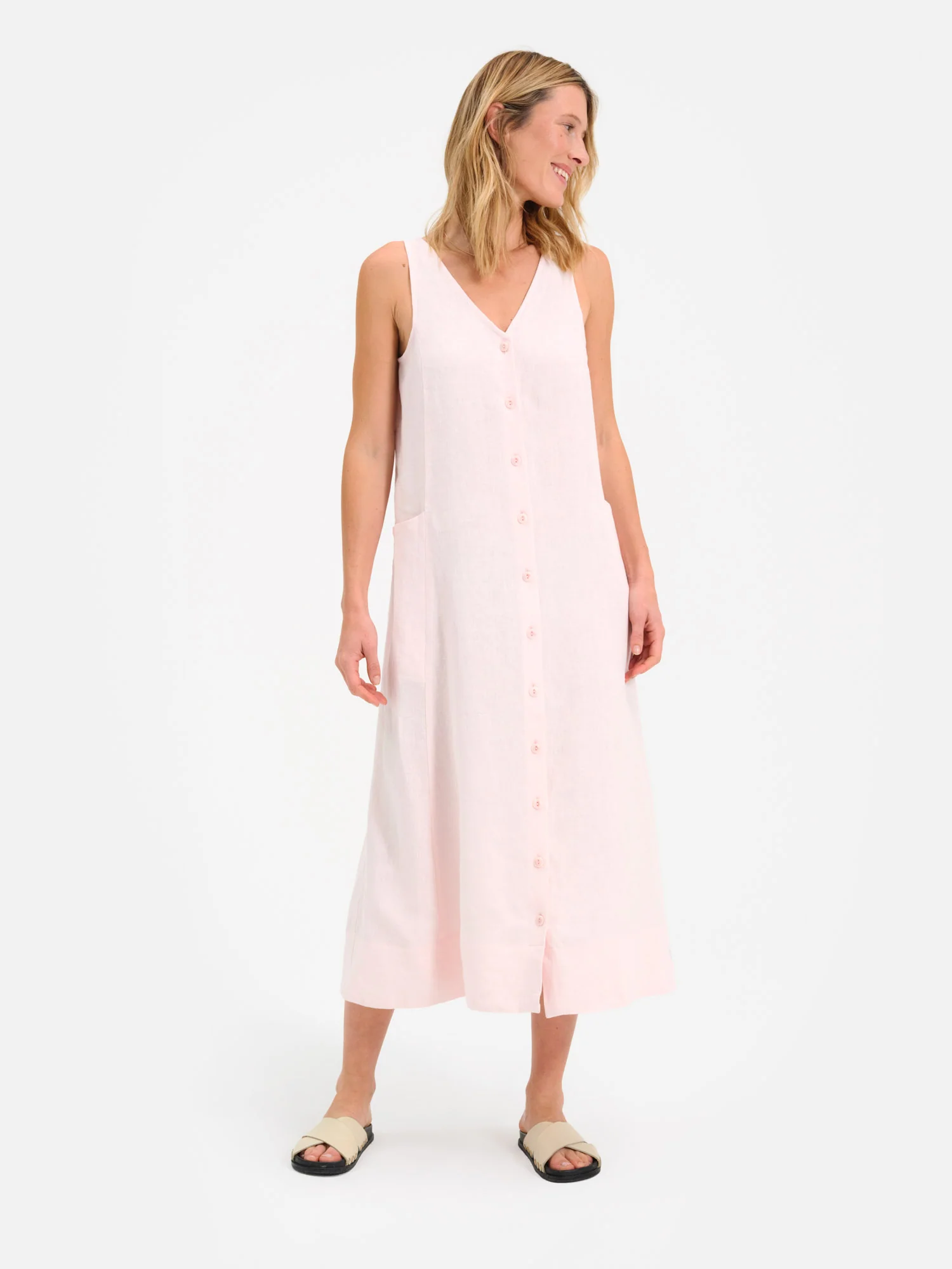 Organic Linen Button Front Dress - Image 7
