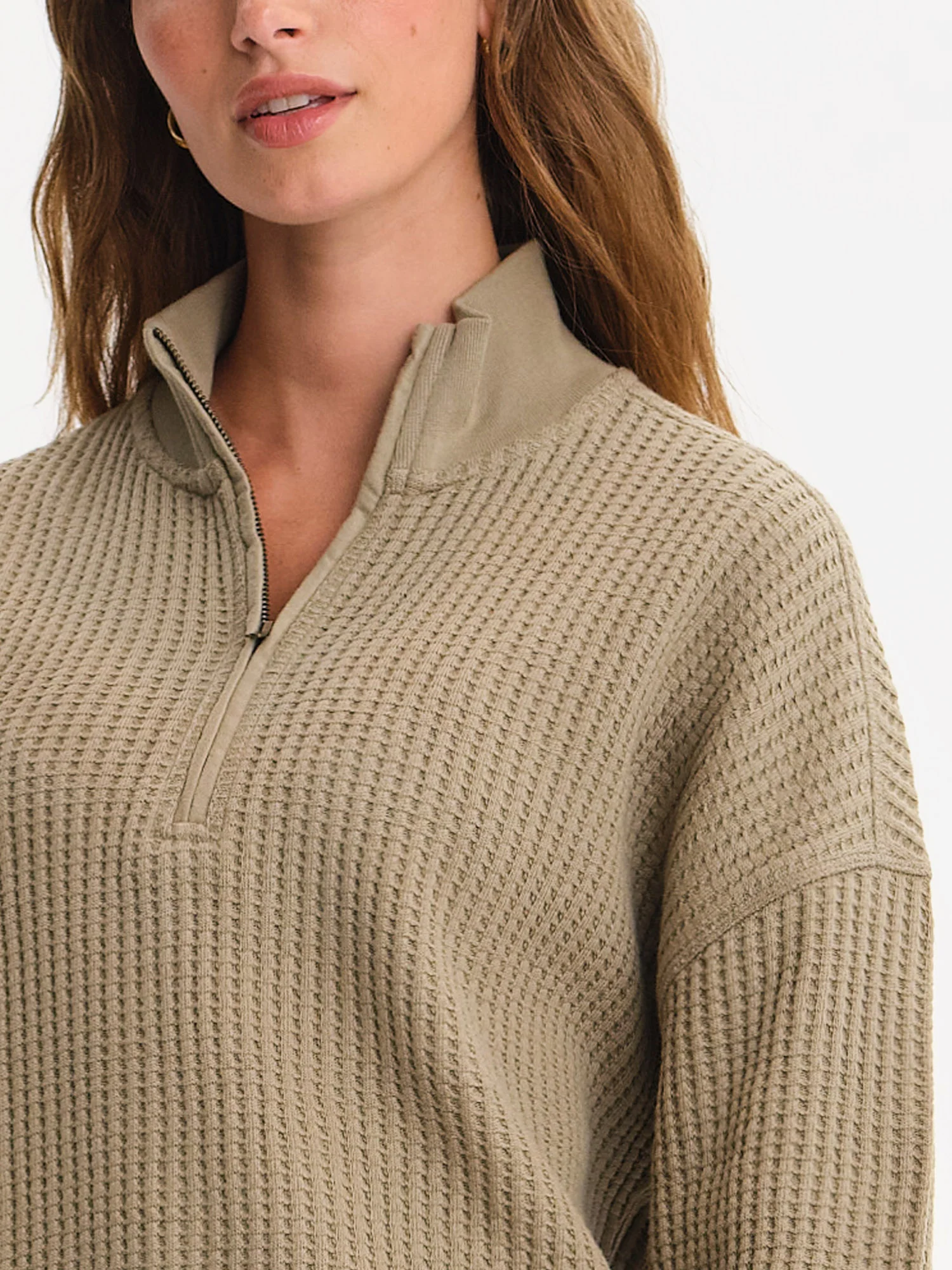Organic Waffle Collared Half-Zip Sweatshirt - Image 3
