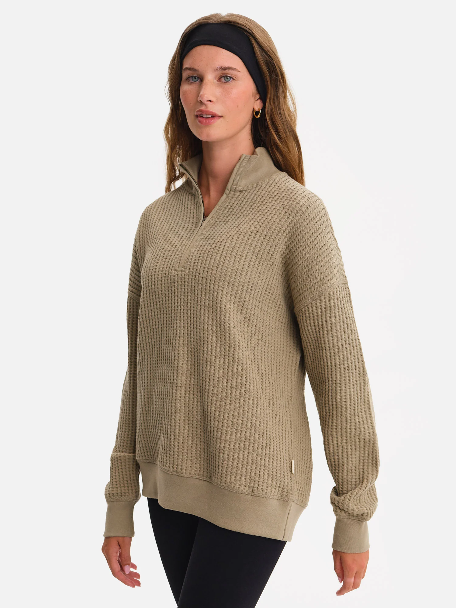 Organic Waffle Collared Half-Zip Sweatshirt - Image 4