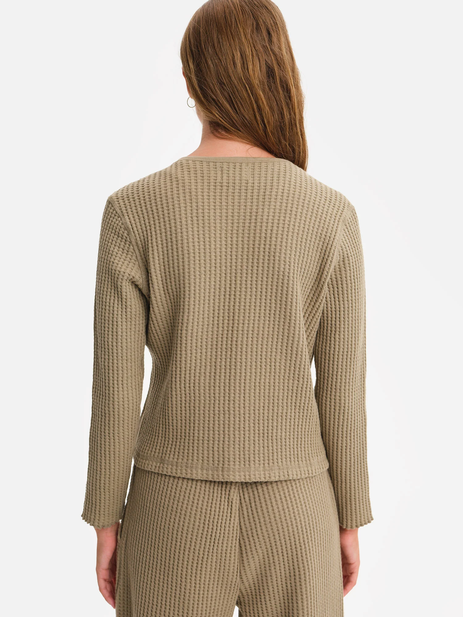 Organic Waffle Crew Cardigan - Image 5