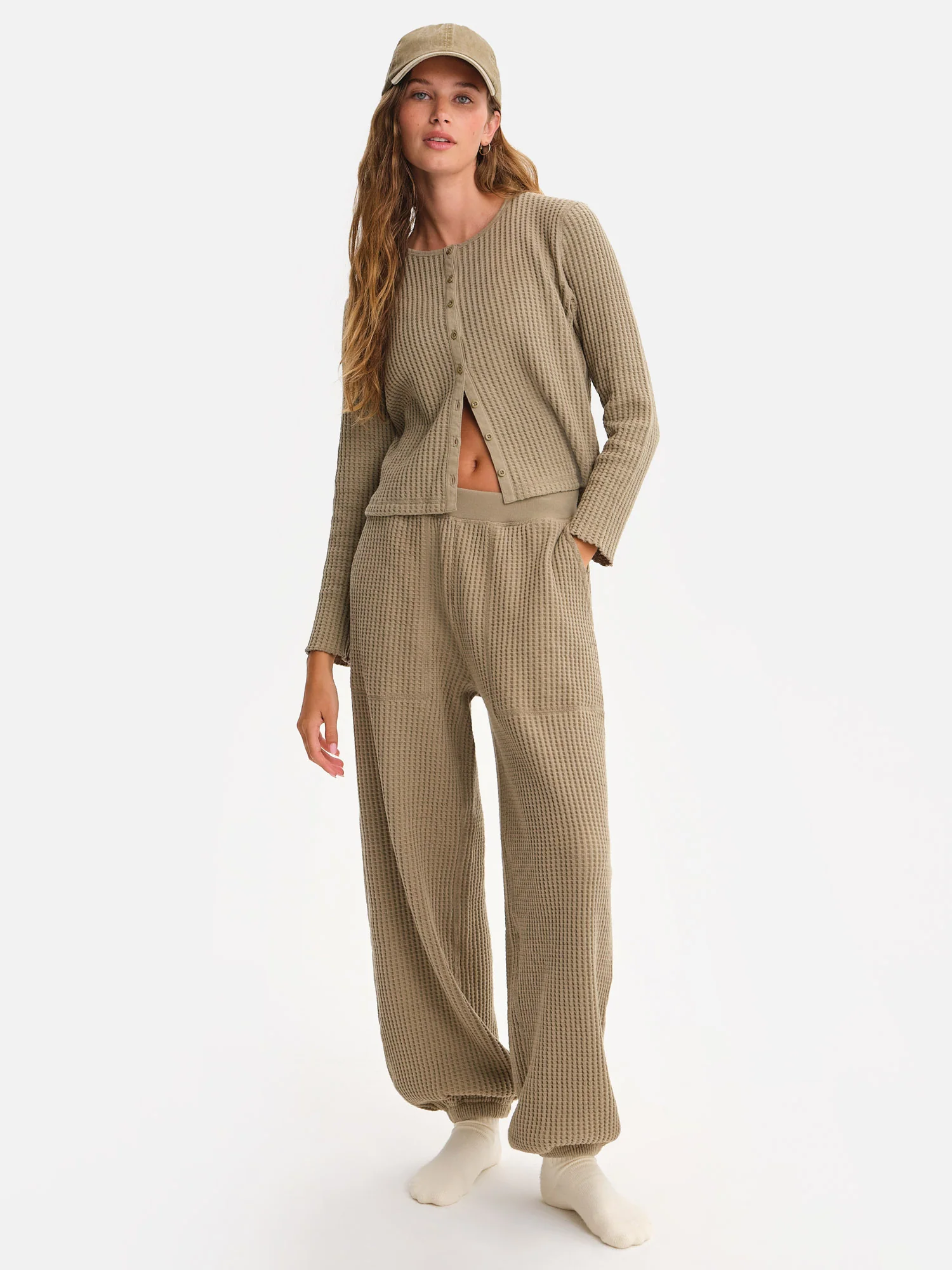 Organic Waffle Crew Cardigan - Image 7