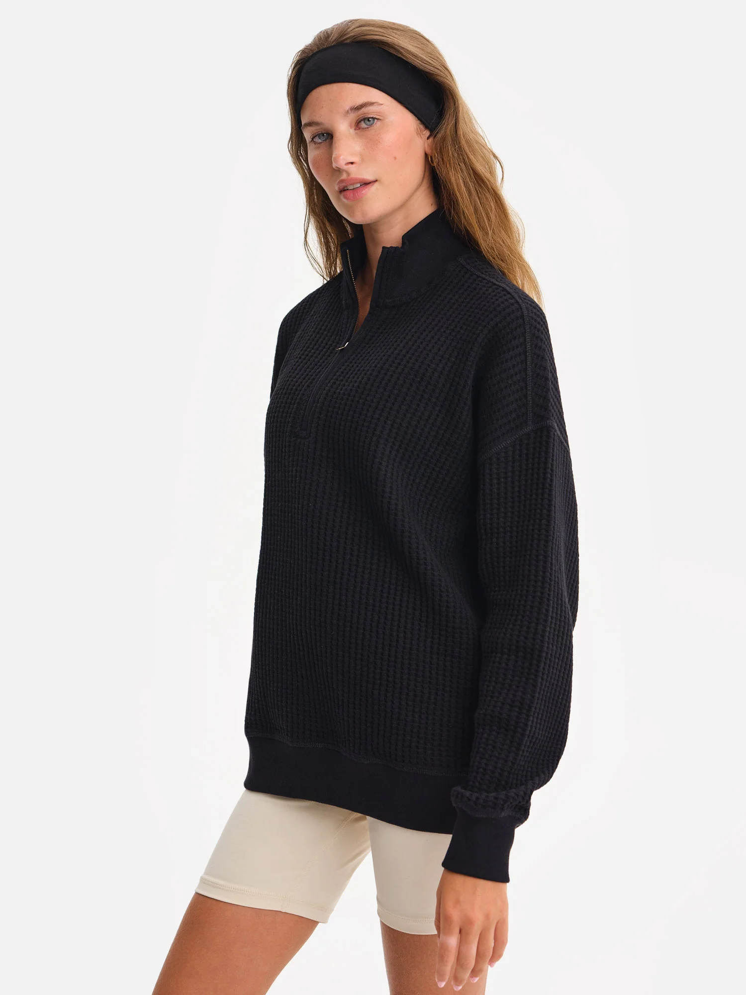 Organic Waffle Collared Half-Zip Sweatshirt - Image 4